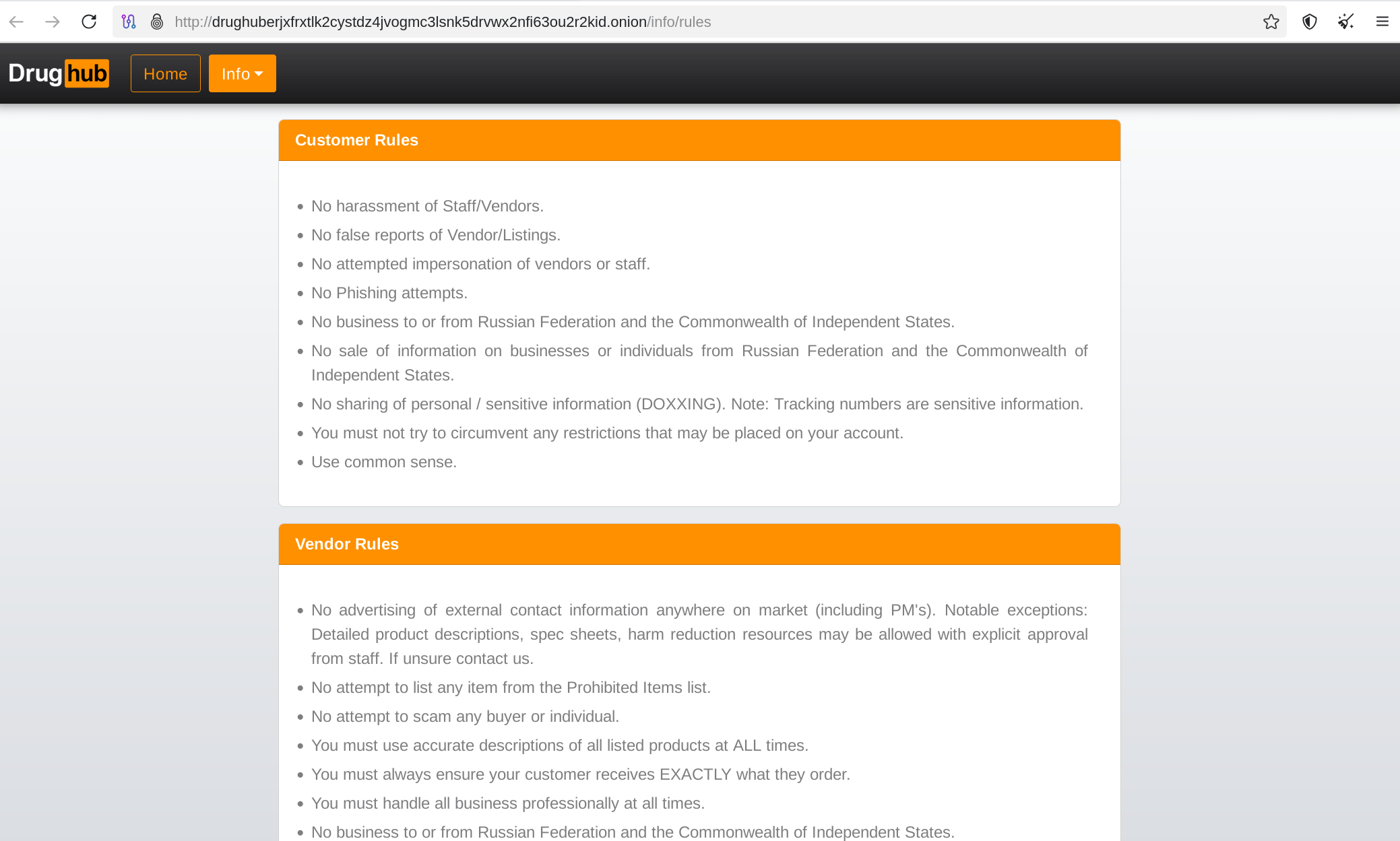 Pravidla a bezpečnostní upozornění – ukázka stránky s pravidly